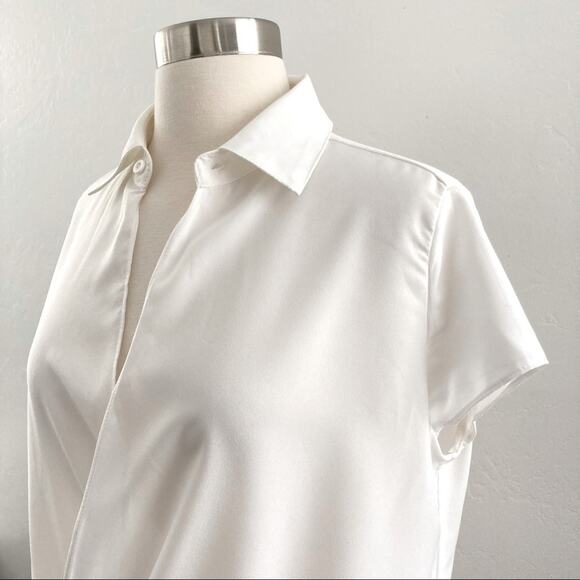 Joie Keturah Blouse Women's Small White Faux Wrap Minimalist Modest Office NWT - Picture 8 of 14